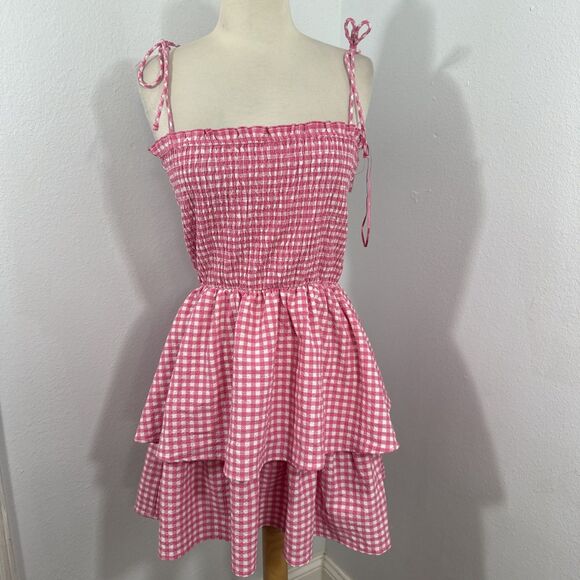 Zara Pink Gingham Mini Dress - Picture 1 of 9